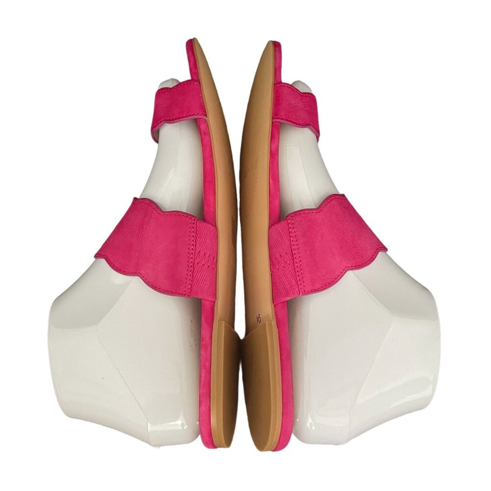 Stuart Weitzman Santorini H. Pink Suede Scalloped Strap Sandal, Size 7 WORN ONCE - Picture 6 of 10